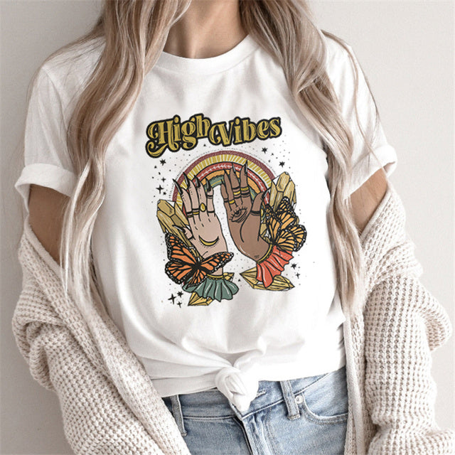 Fashion Tarot Women Cartoon Print T-Shirt – Loose Street Style